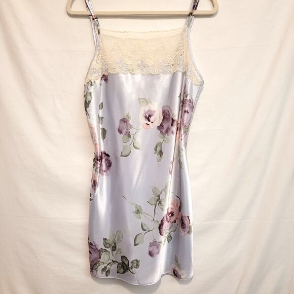 California Dynasty Vintage Floral Robe & Slip Set Large Lace Trim 2-Piece - Picture 8 of 13